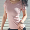 Zomersport sneldrogende, ademende yoga-T-shirts voor dames met korte mouwen 