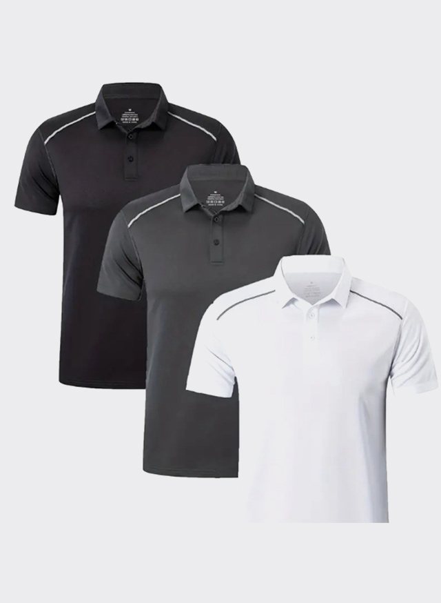 Polo casual con risvolto elasticizzato medio e bottoni