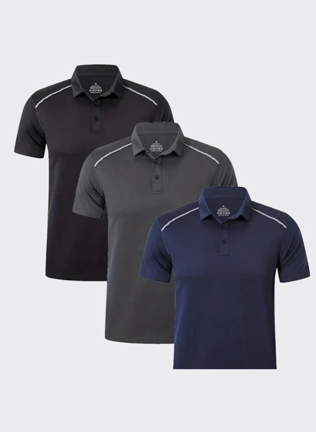 Polo casual con risvolto elasticizzato medio e bottoni